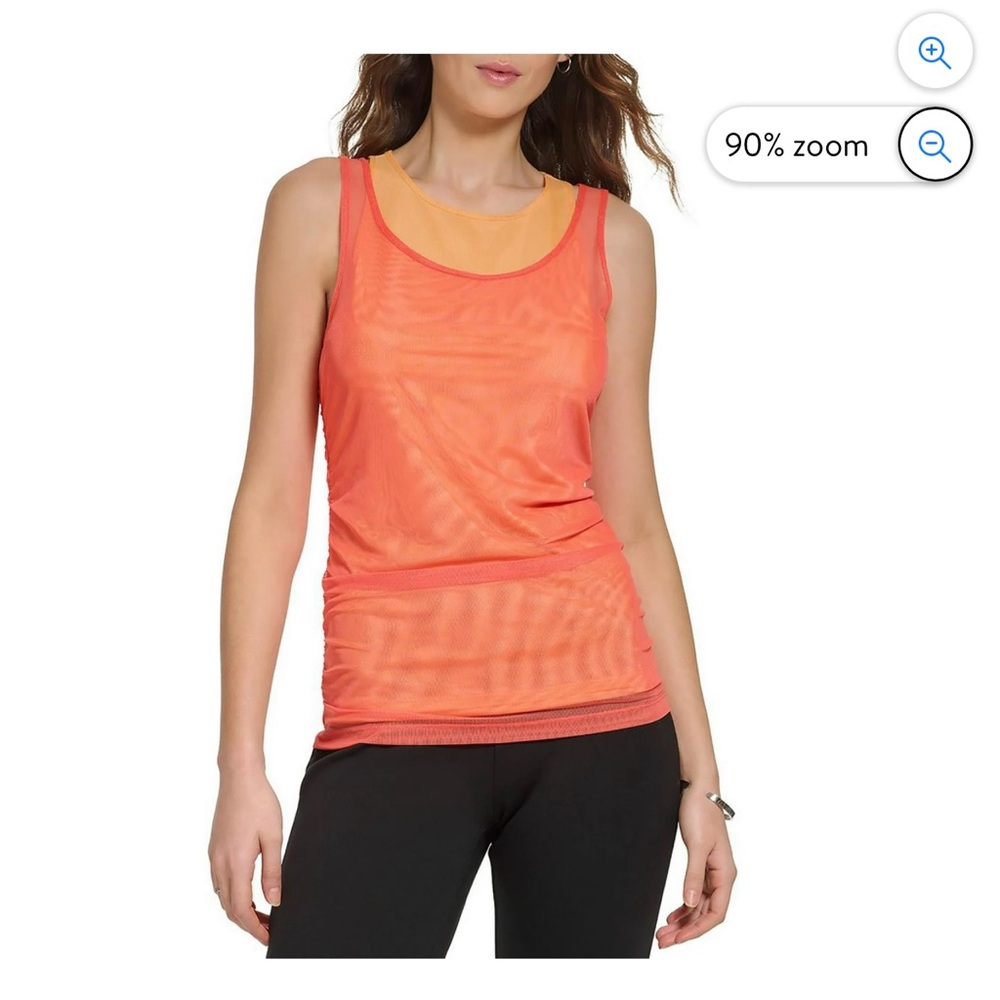 DKNY Womens Mesh Crewneck Blouse